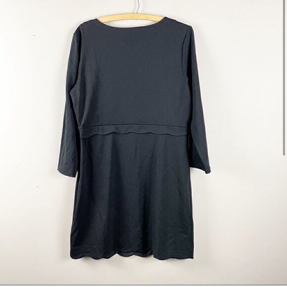Tahari scoop neck scalloped hem 3/4 sleeve black dress plus size 14 - Picture 2 of 11
